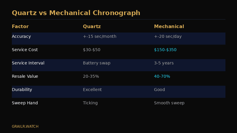Quartz vs mechanical chronograph comparison