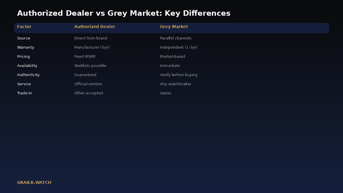 Authorized dealer vs grey market comparison