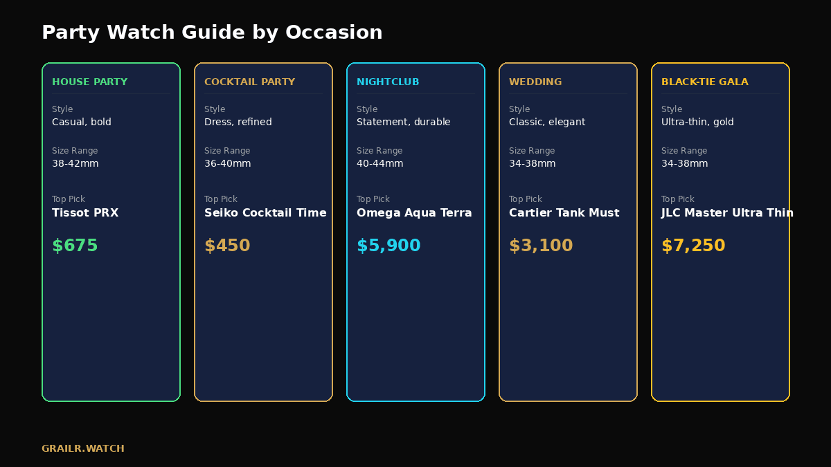 Watch guide by party occasion type