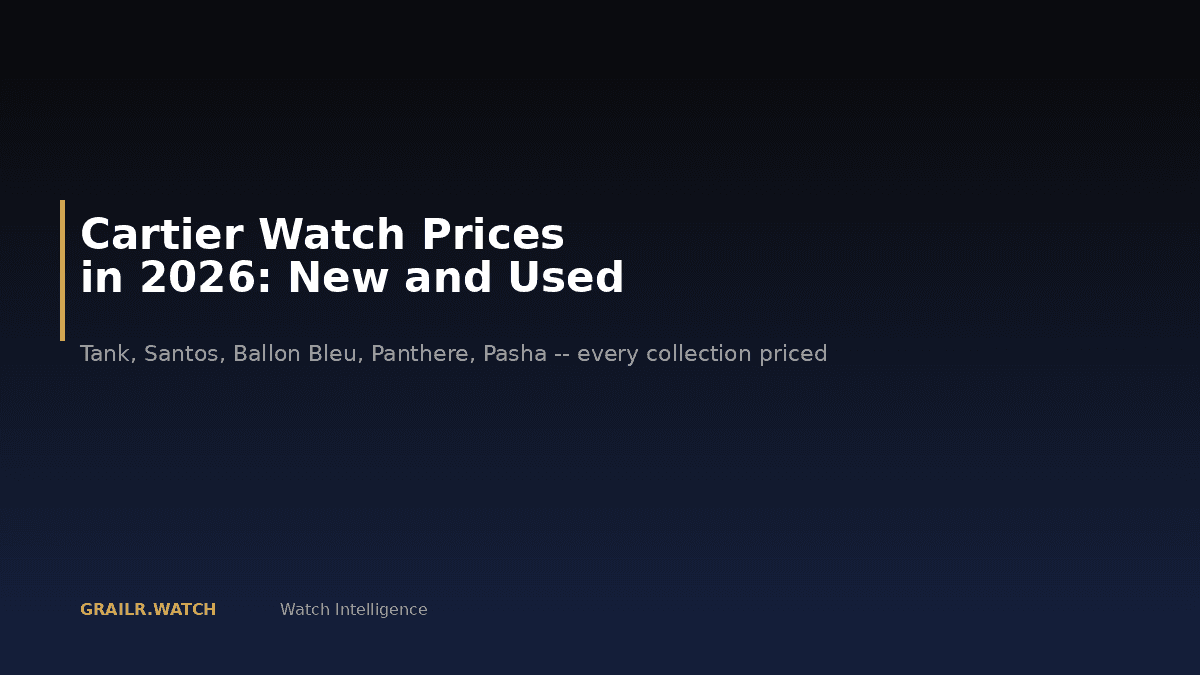 Cartier watch prices in 2026 covering Tank, Santos, Ballon Bleu, Panthère and Pasha