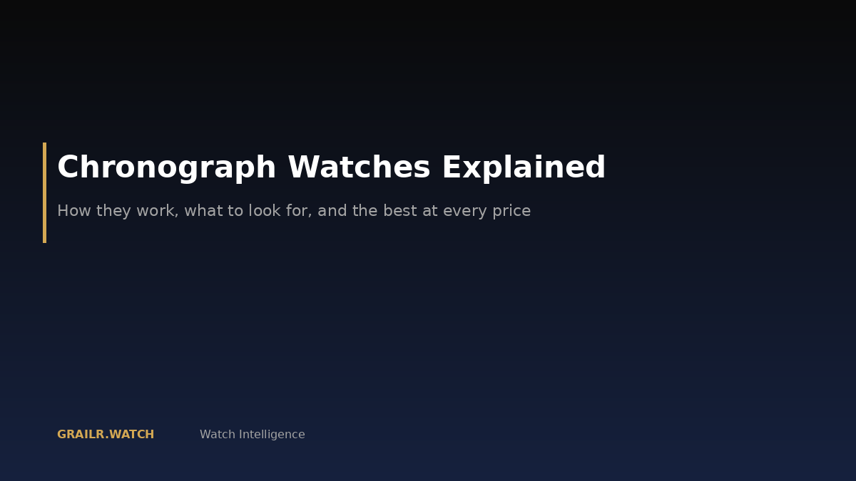 Chronograph watch anatomy showing pushers, sub-dials and tachymeter bezel