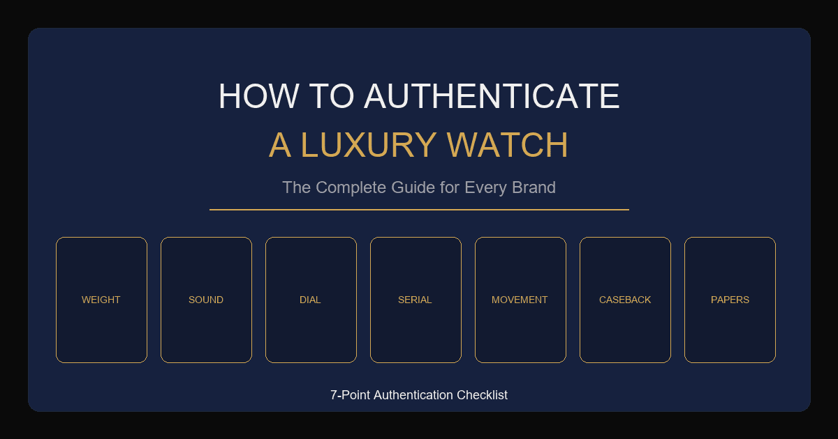 How to authenticate a luxury watch — the complete verification guide for Rolex, Omega, Cartier, AP, and Patek