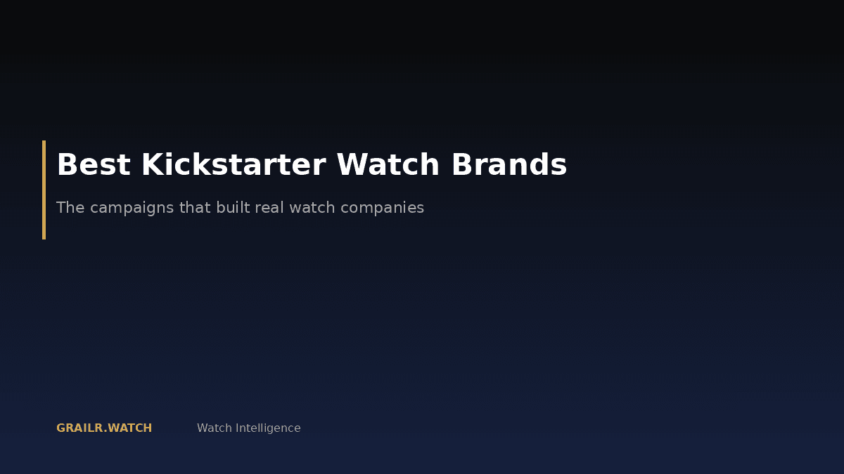 Collection of Kickstarter microbrand watches including Furlan Marri, Zelos, and Baltic