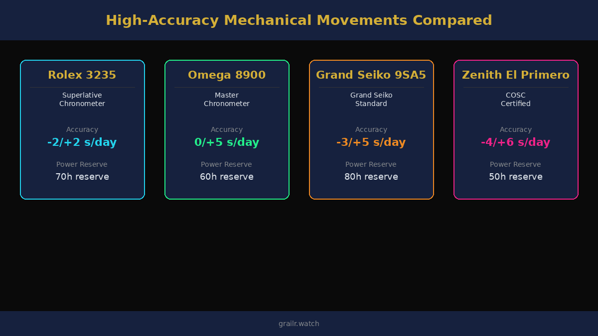 High-accuracy mechanical watch movements compared