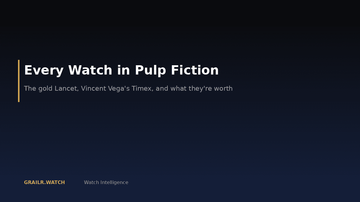 Pulp Fiction watches guide featuring the gold Lancet trench watch