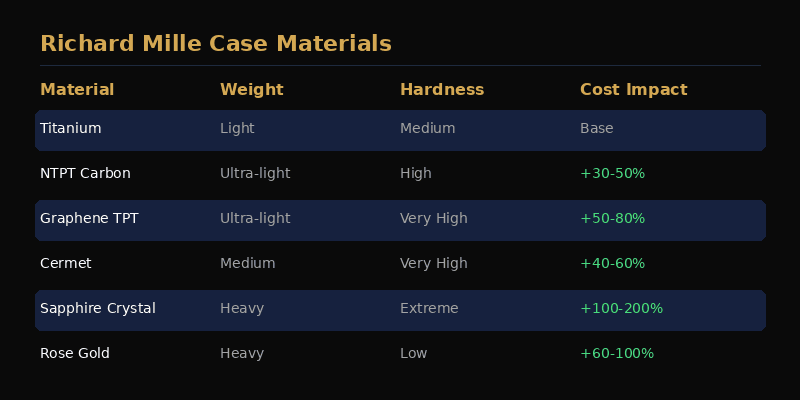 Richard Mille materials comparison