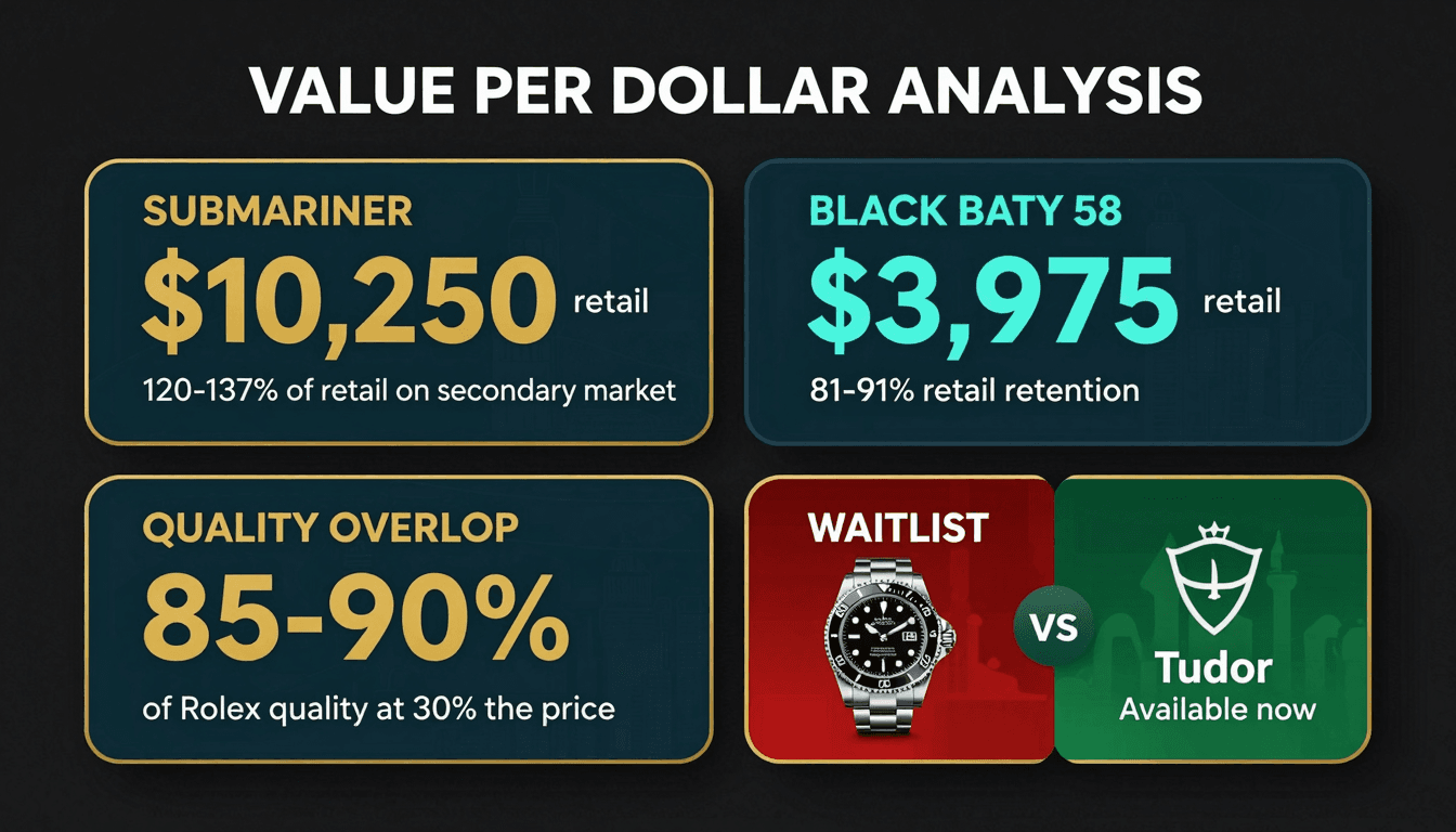 Rolex vs Tudor value proposition — what you get per dollar spent
