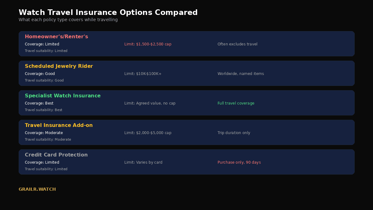 Travel insurance options for watch collectors