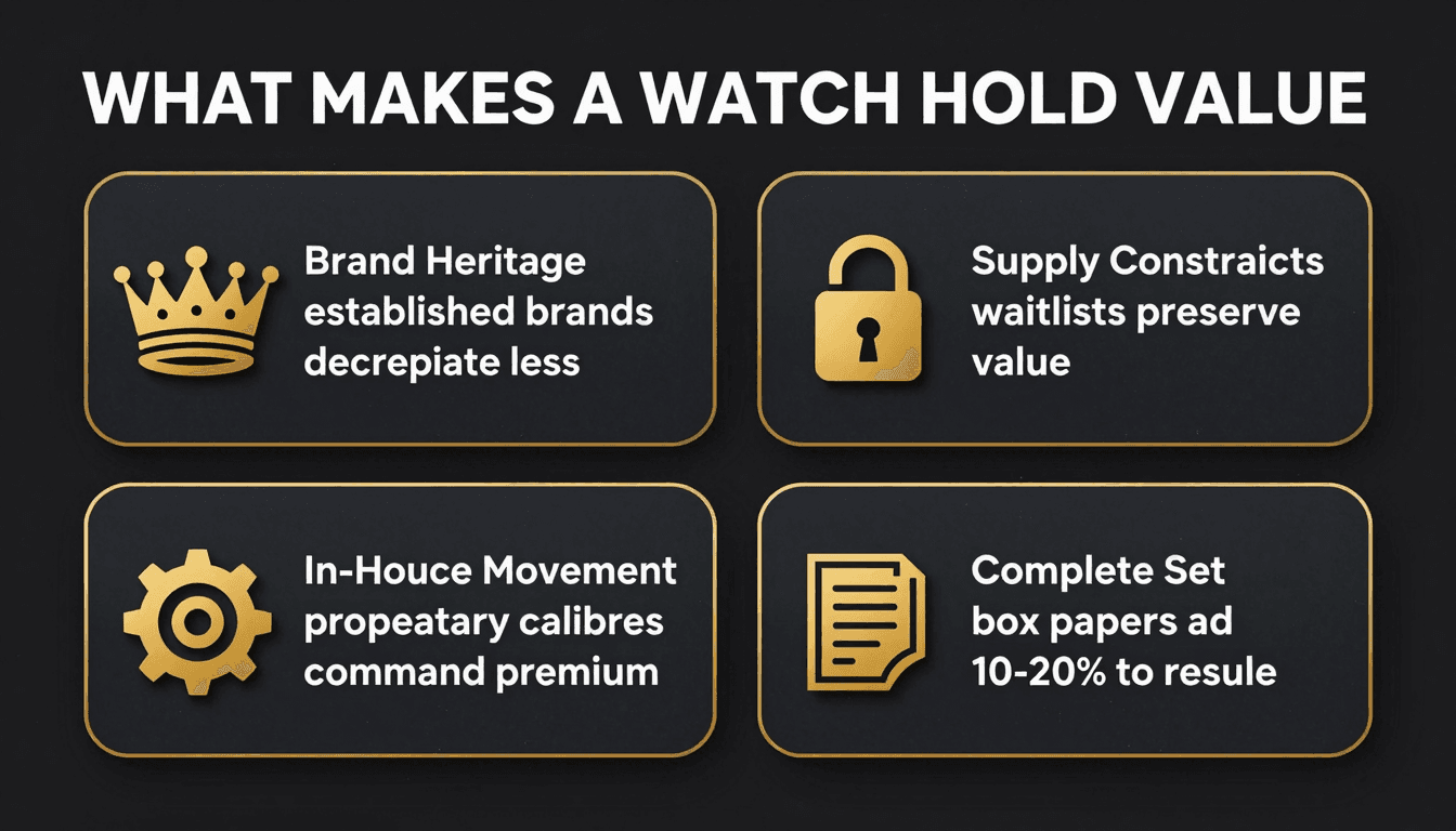 What makes a watch hold value — brand heritage, supply constraints, in-house movement, and complete set