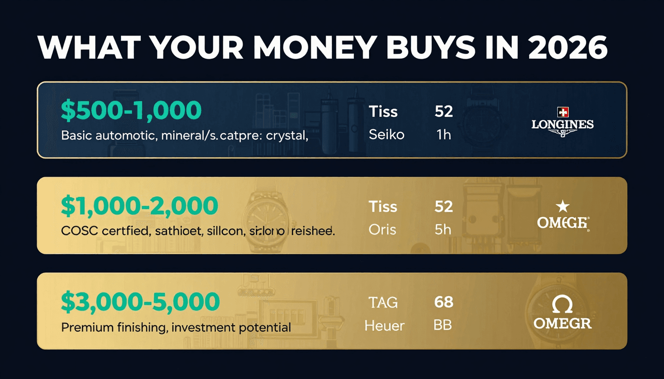 Luxury watch price tiers — what you get at each budget level from $500 to $5,000