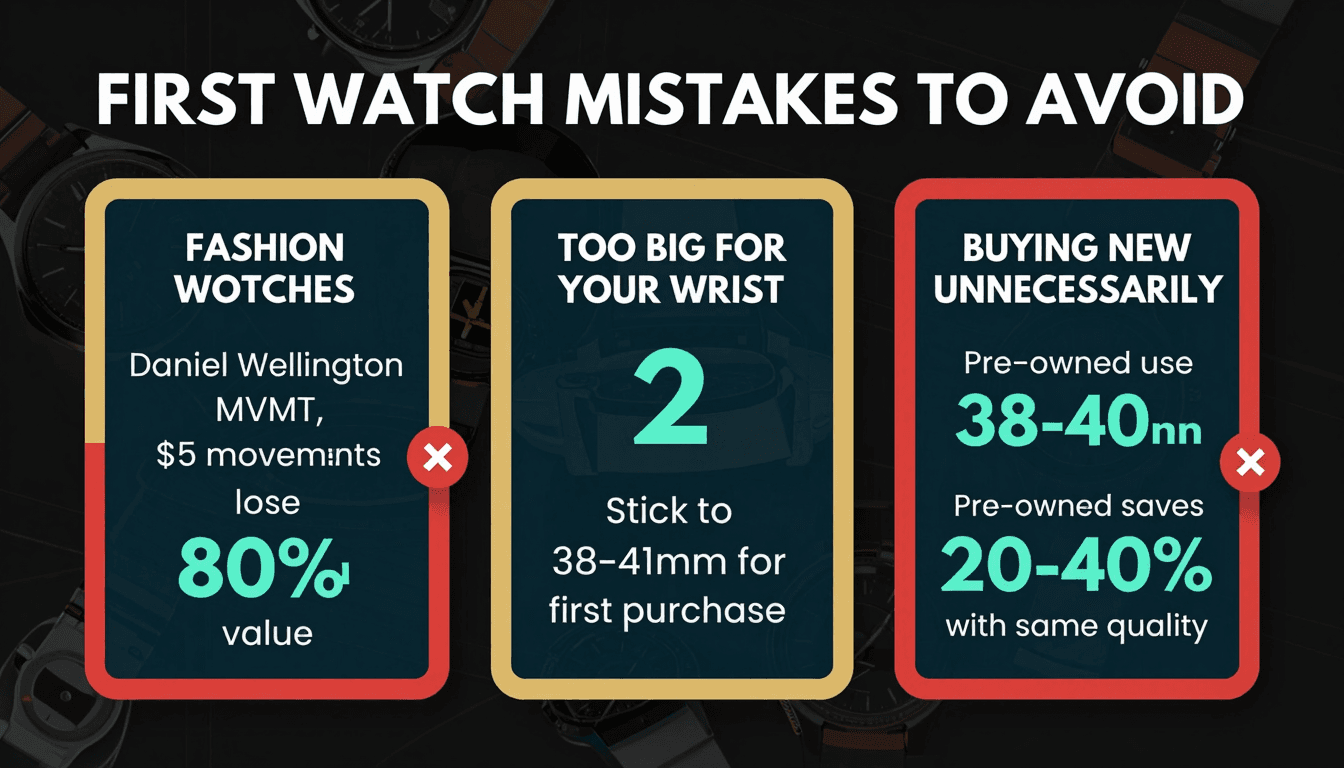First luxury watch mistakes to avoid — fashion watches, rushing, ignoring size