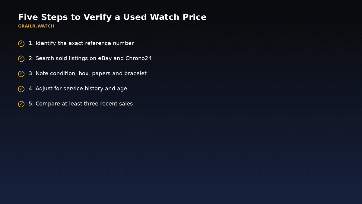 Step-by-step process for checking used watch prices