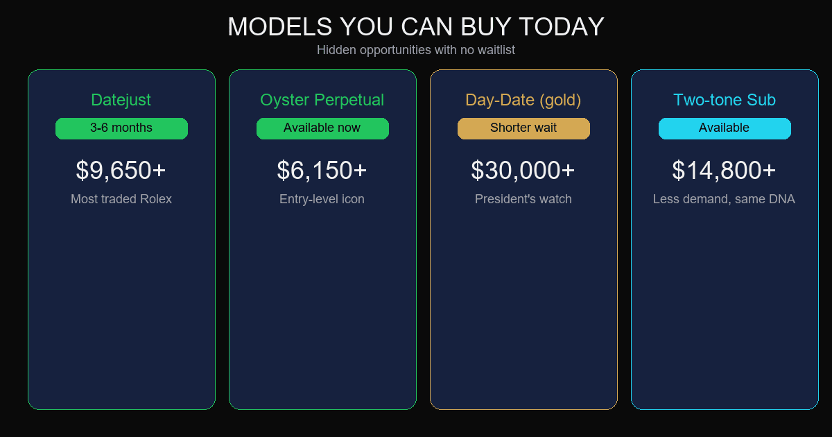 Rolex models you can buy today without a long wait — hidden opportunities for buyers