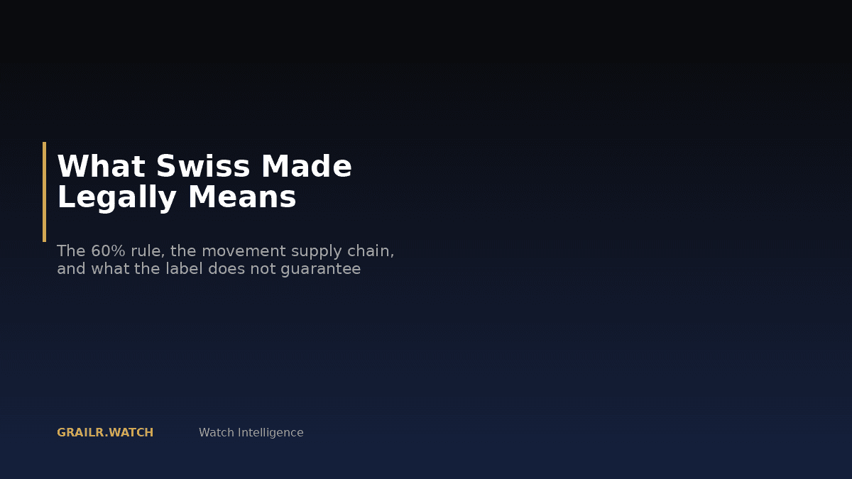 Swiss Made watches guide — what the label legally means