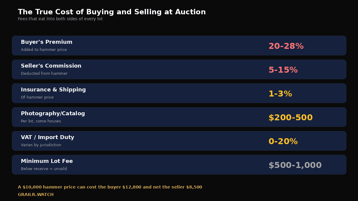 Breakdown of auction house fees for buyers and sellers