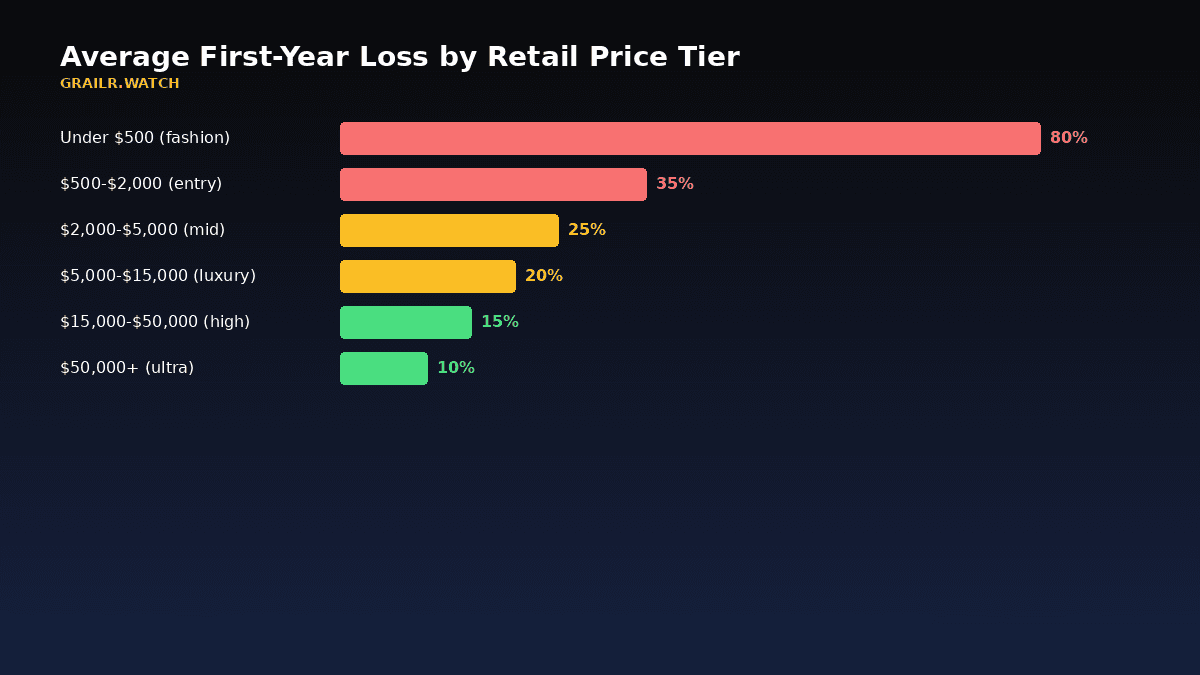 Watch depreciation by price tier